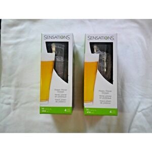 Sensations Plastic Pilsner Beer Glasses Set of 4‎ 14 Oz New X 2 Boxes